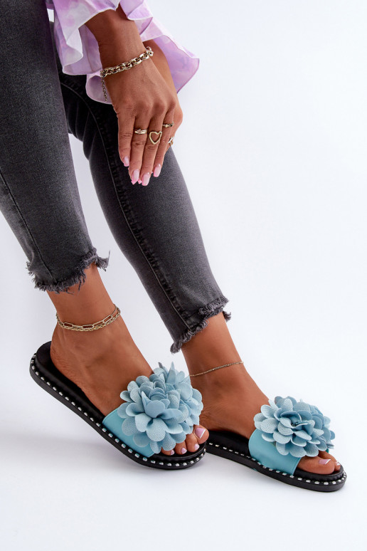 Chaussons pour femmes avec motifs floraux en bleu Cellanen