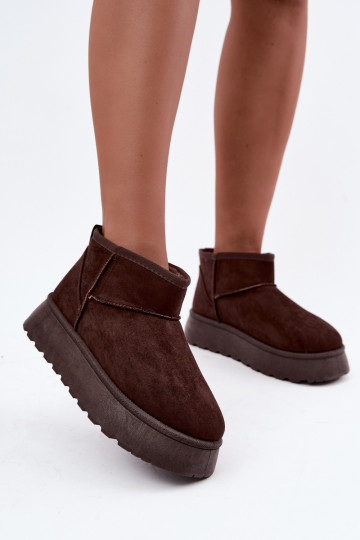 Wärmende Damen-Schneestiefel mit Plattform und Fell innen CzekoladoĮe Vesirae 2