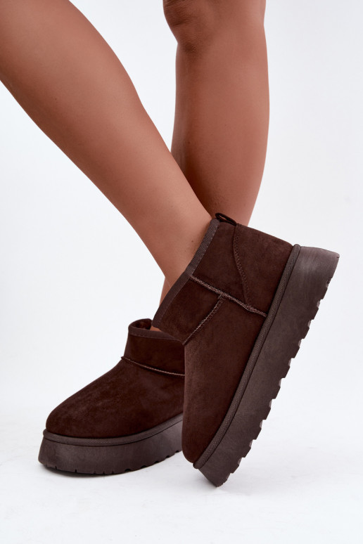 Bottes de neige pour femmes isolées avec plateforme et fourrure à l'intérieur CzekoladoĮe Vesirae