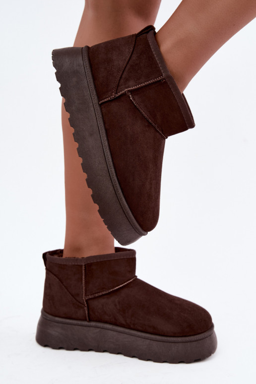 Bottes de neige pour femmes isolées avec plateforme et fourrure à l'intérieur CzekoladoĮe Vesirae