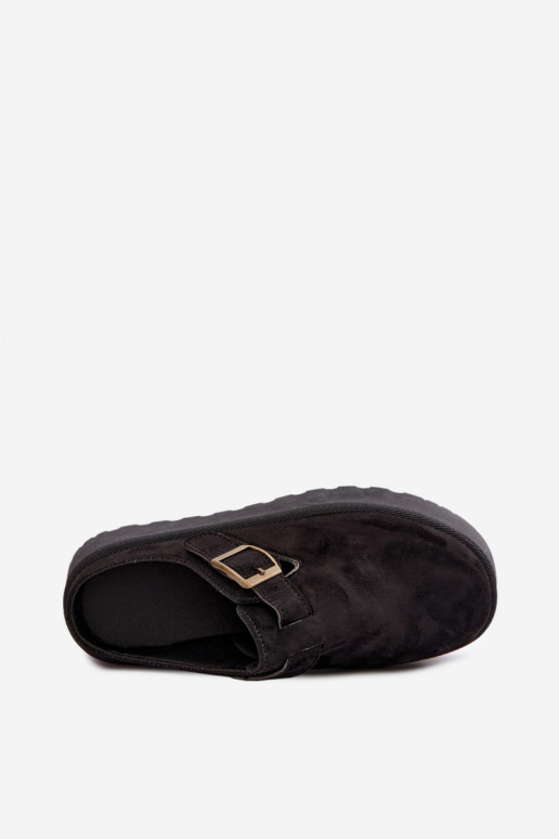 Chaussons noirs pour femmes avec plateforme et boucles Cressa