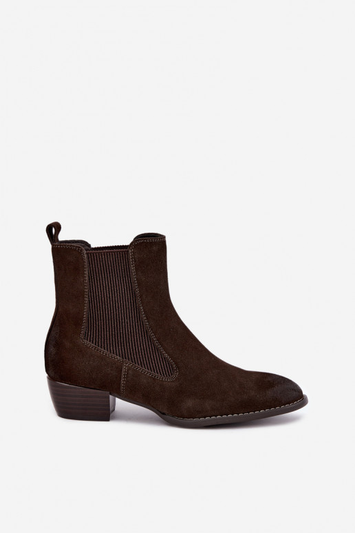 Bottines en daim élégantes avec talons T.Sokolski GL Z26-363 CzekoladoĮe