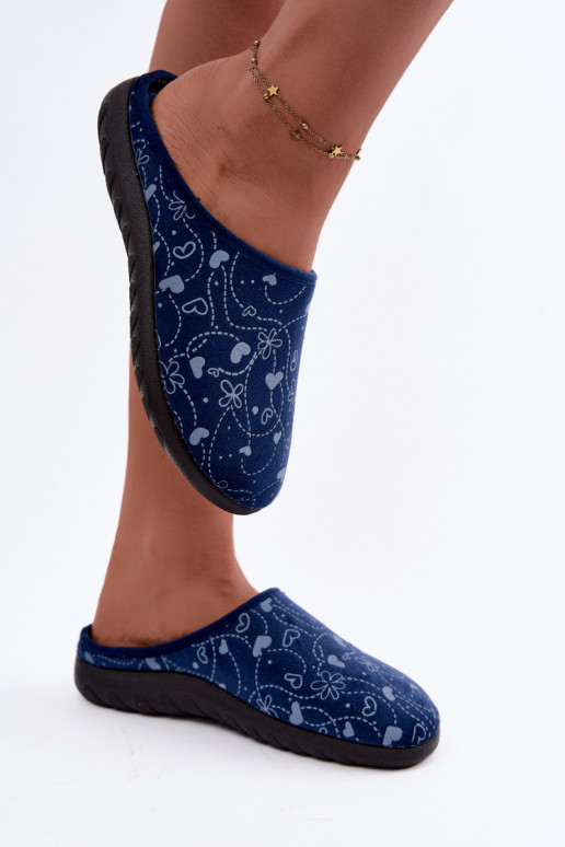 Donkerblauwe dameslippers met patronen Inblu ET000041