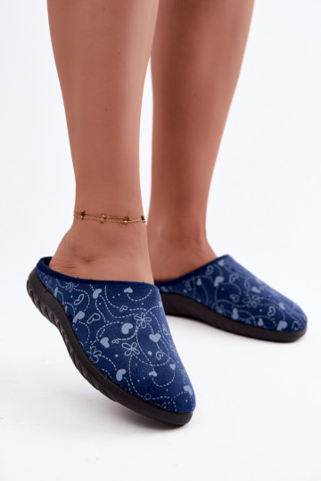 Donkerblauwe dameslippers met patronen Inblu ET000041 2