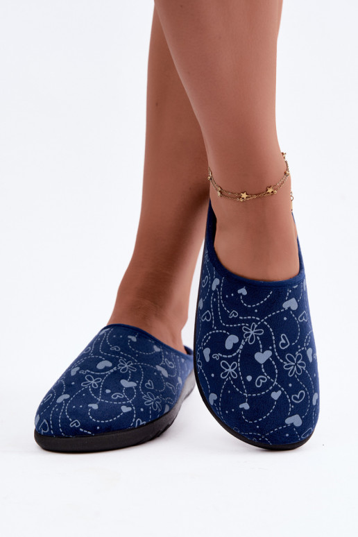 Donkerblauwe dameslippers met patronen Inblu ET000041