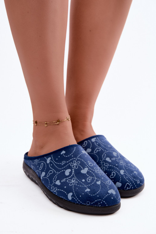 Donkerblauwe dameslippers met patronen Inblu ET000041