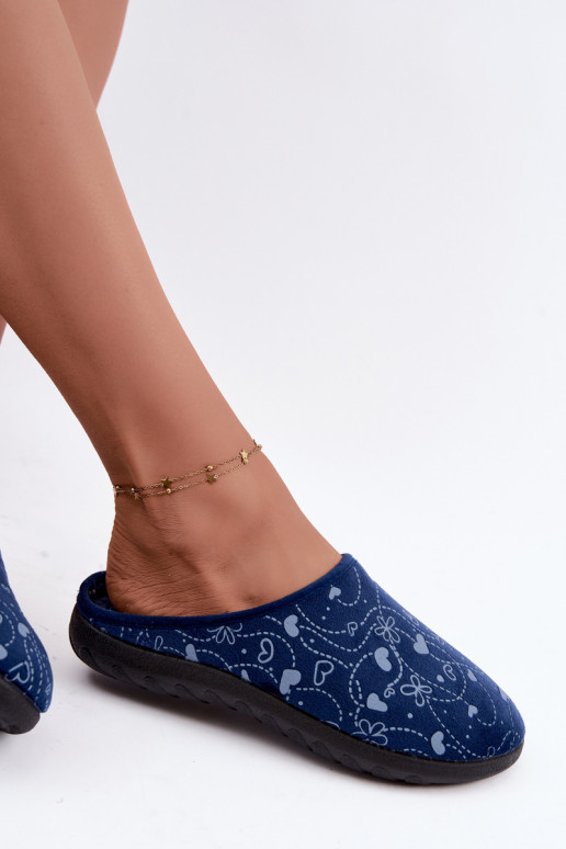 Donkerblauwe dameslippers met patronen Inblu ET000041