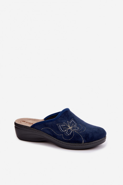 Chaussons bleus foncés pour femmes avec papillons brodés Inblu LY000119