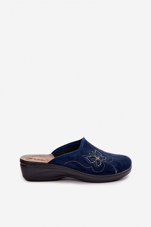 Chaussons bleus foncés pour femmes avec papillons brodés Inblu LY000119