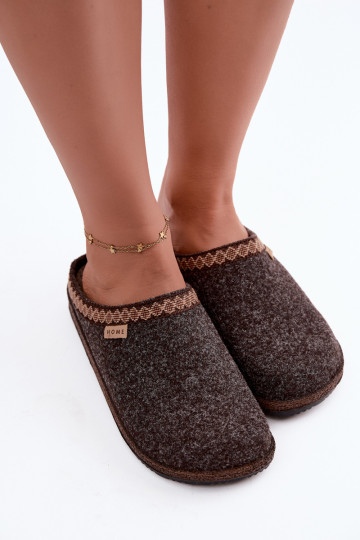 Chaussons bruns foncés pour femmes avec broderie Inblu NL000009