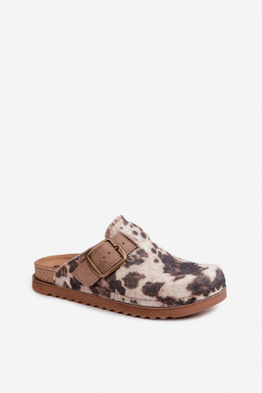 Bruine damesklompen met gespen Inblu DJ000016