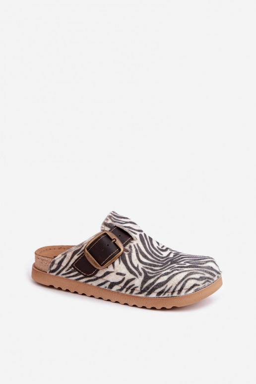 Zebra damesklompen met gespen DJ000016