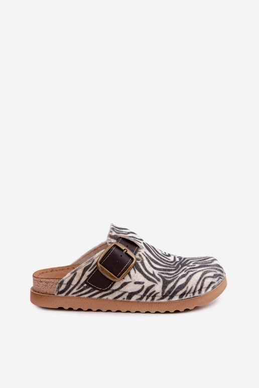 Zebra damesklompen met gespen DJ000016