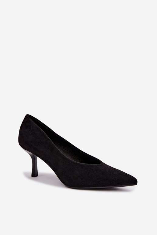 Chaussures à talons noires avec broderie décorative Sedria