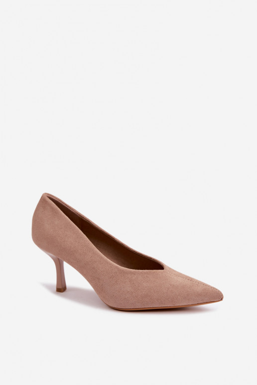 Chaussures à talons couleur sable avec broderie décorative Sedria
