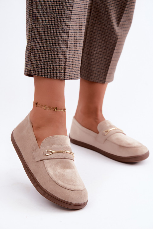 Mokassins mit goldenen Details in Sandfarbe Paresa