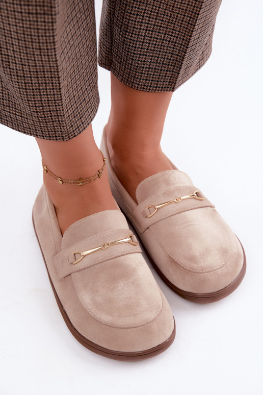 Mocassins avec détails dorés en couleur sable Paresa