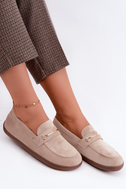 Mokassins mit goldenen Details in Sandfarbe Paresa