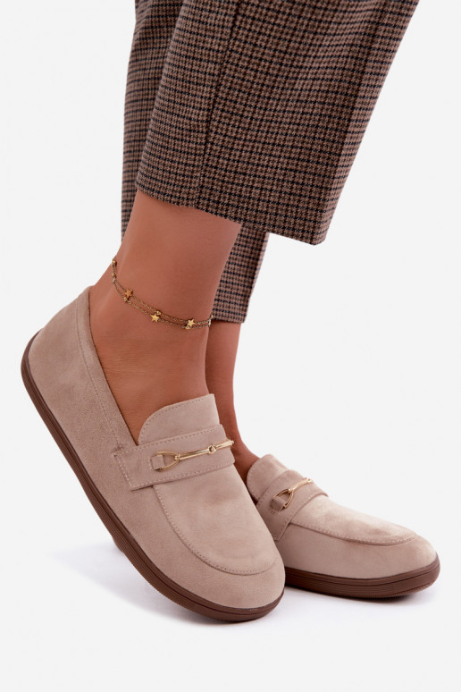 Mokassins mit goldenen Details in Sandfarbe Paresa