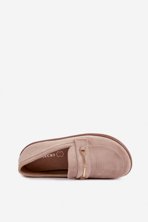 Mocassins avec détails dorés en couleur sable Paresa