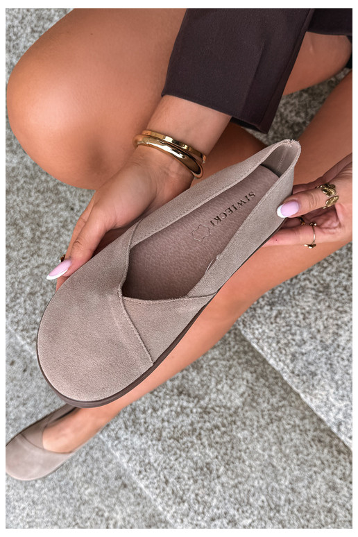 Warme dames ballerina's van faux suede Mirelia
