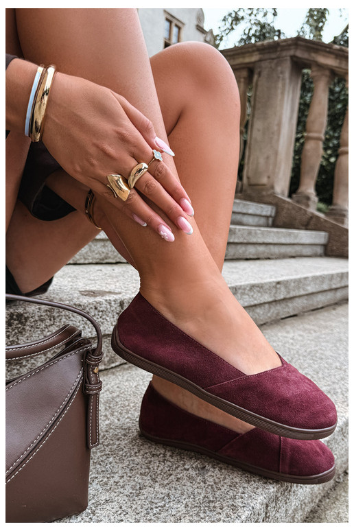 Bordeaux dames ballerina's van faux suede Mirelia