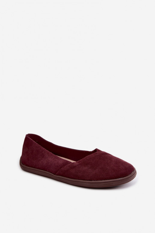 Bordeaux Damen Ballerinas aus Kunstveloursleder Mirelia