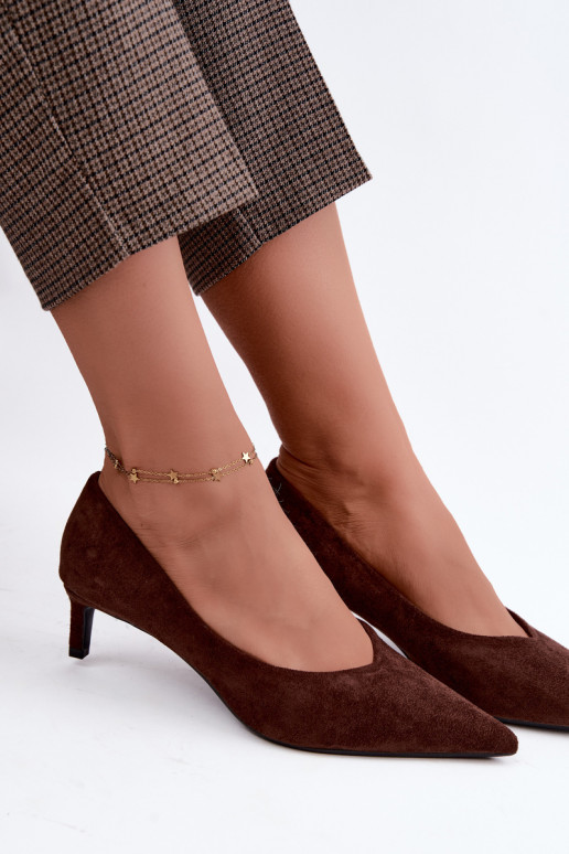 Chaussures à bout pointu en couleur chocolat Tadela