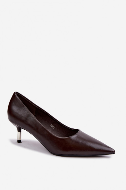 Chaussures à petit talon en couleur chocolat Pelina
