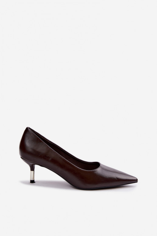 Chaussures à petit talon en couleur chocolat Pelina
