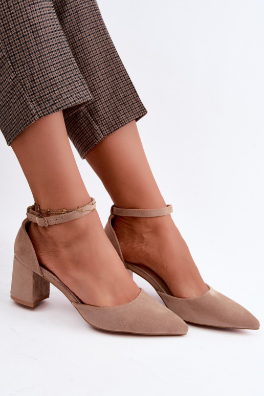 Chaussures à talon avec brides en couleur sable Olenae