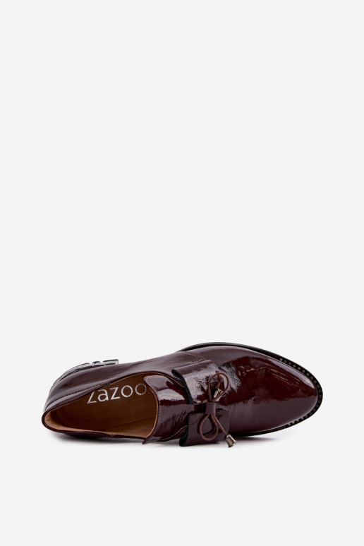 Chaussures vernies à petit talon avec nœuds en couleur bordeaux Zazoo 1399