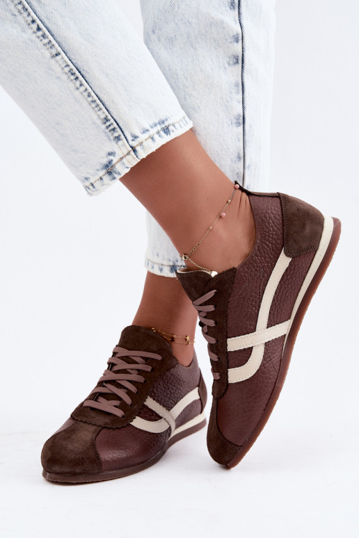 Sneakers van faux suede in chocoladekleur Zazoo N1402S2