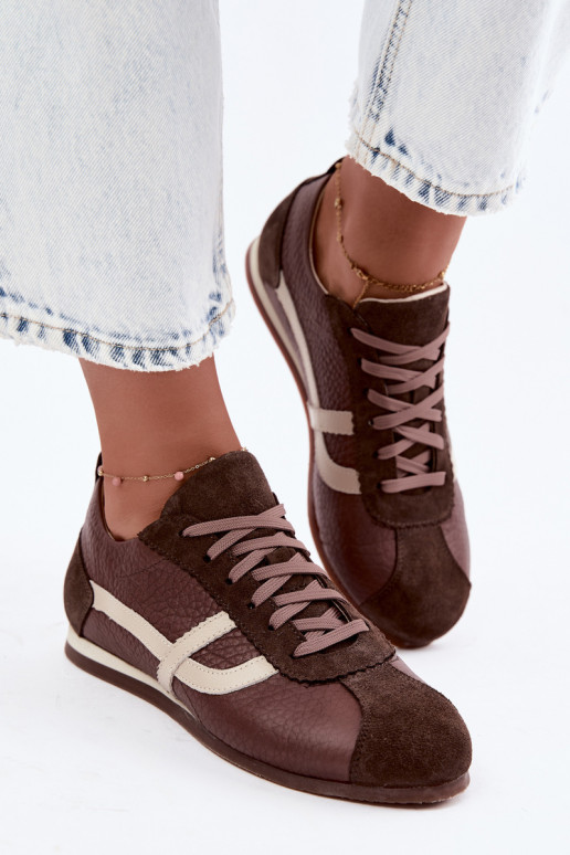 Sneakers van faux suede in chocoladekleur Zazoo N1402S2