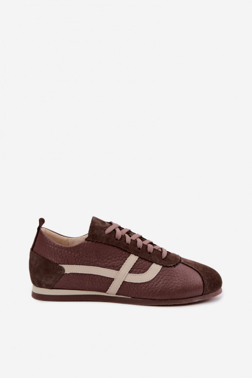 Sneakers van faux suede in chocoladekleur Zazoo N1402S2