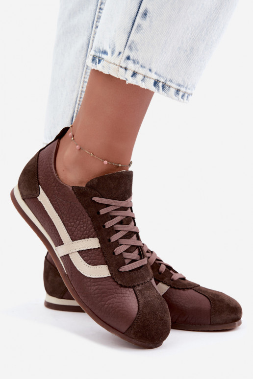 Sneakers van faux suede in chocoladekleur Zazoo N1402S2