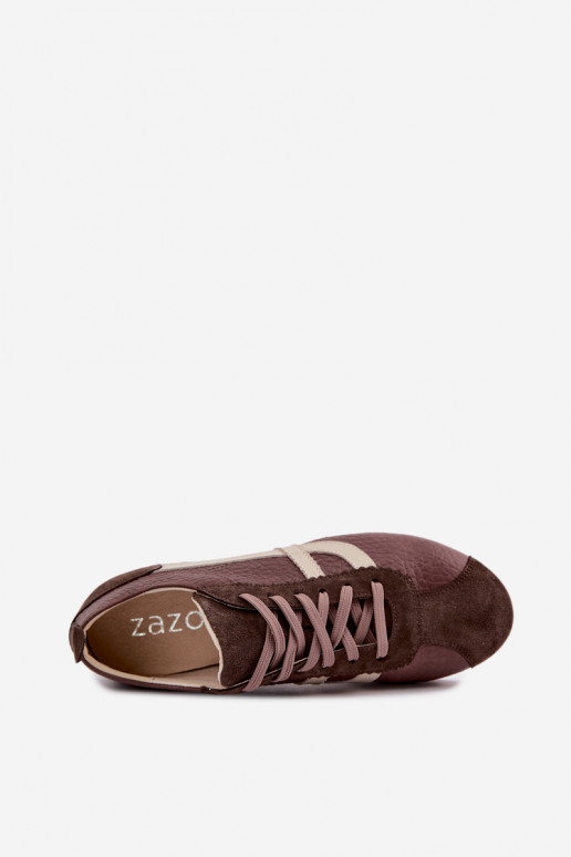 Baskets en simili daim couleur chocolat Zazoo N1402S2