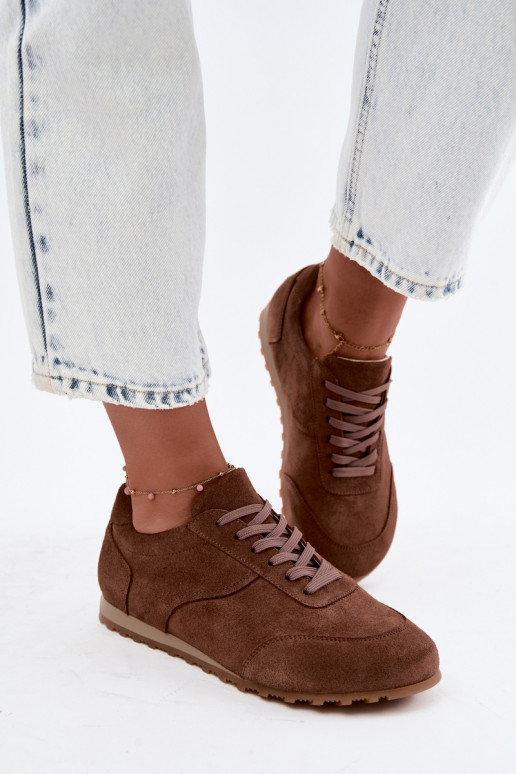 Baskets Barefoot en simili daim marron Zazoo N1422