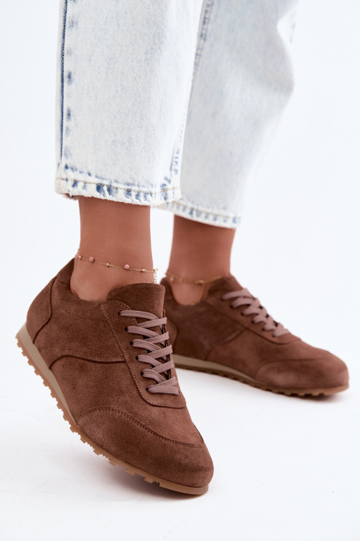 Barefoot sneakers van faux suede in bruin Zazoo N1422