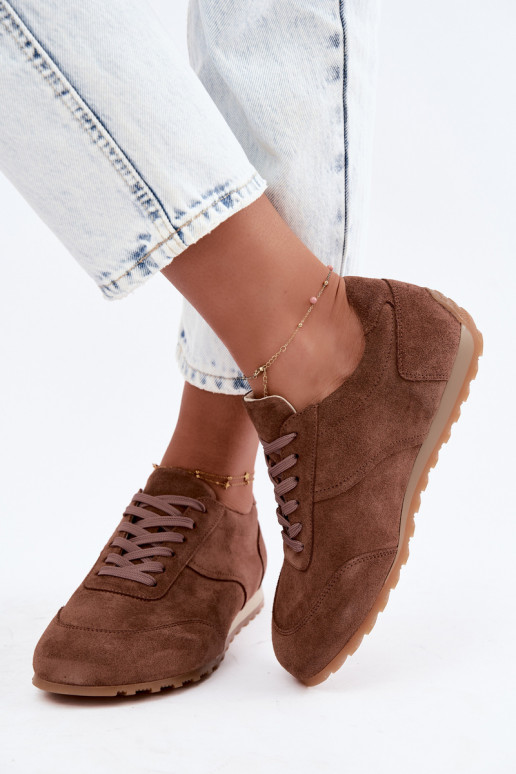 Baskets Barefoot en simili daim marron Zazoo N1422