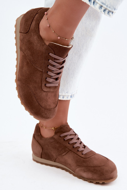 Barefoot sneakers van faux suede in bruin Zazoo N1422