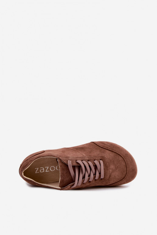 Barefoot sneakers van faux suede in bruin Zazoo N1422