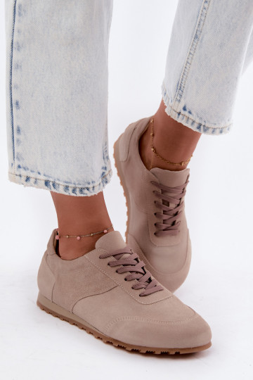 Sneakers model schoenen BarefootOpturalnego van suèdeu Zazoo N1422 beige