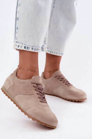 Sneakers model schoenen BarefootOpturalnego van suèdeu Zazoo N1422 beige 2
