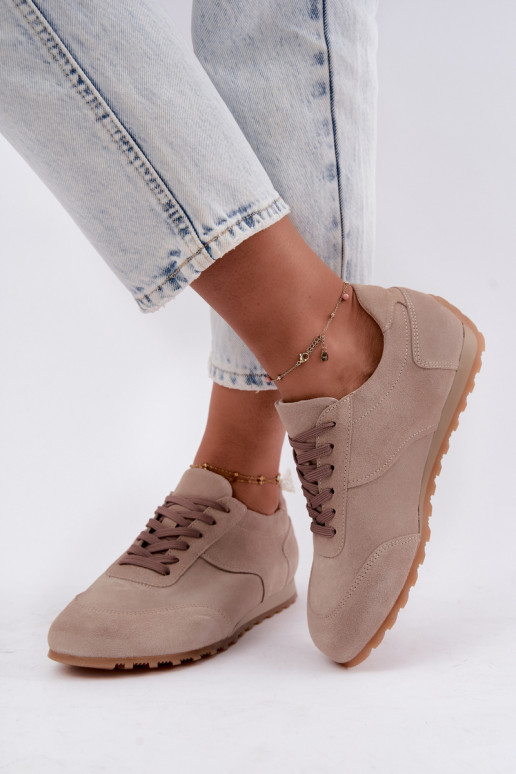 Baskets Barefoot en simili daim couleur sable Zazoo N1422