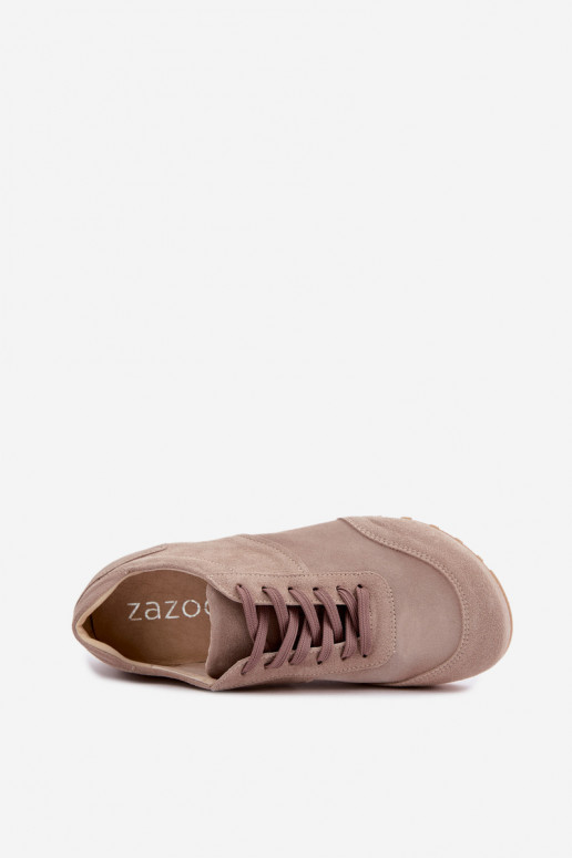 Baskets Barefoot en simili daim couleur sable Zazoo N1422