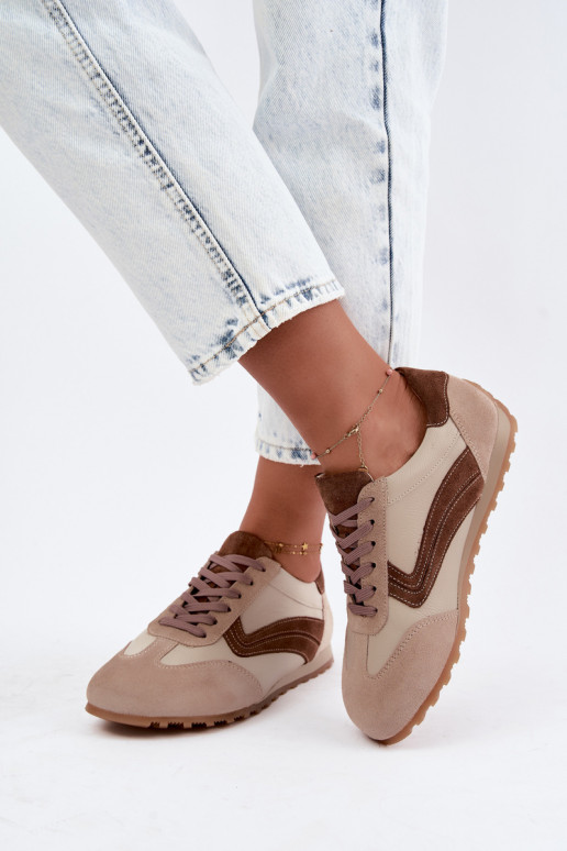 Barefoot sneakers van faux suede in zandkleur Zazoo N1400