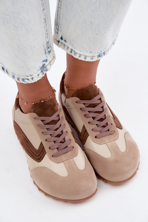 Baskets Barefoot en simili daim couleur sable Zazoo N1400