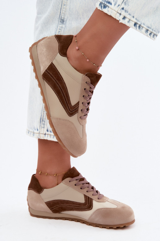 Barefoot sneakers van faux suede in zandkleur Zazoo N1400