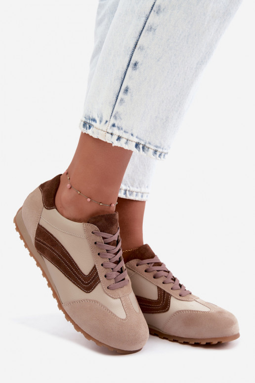 Barefoot sneakers van faux suede in zandkleur Zazoo N1400